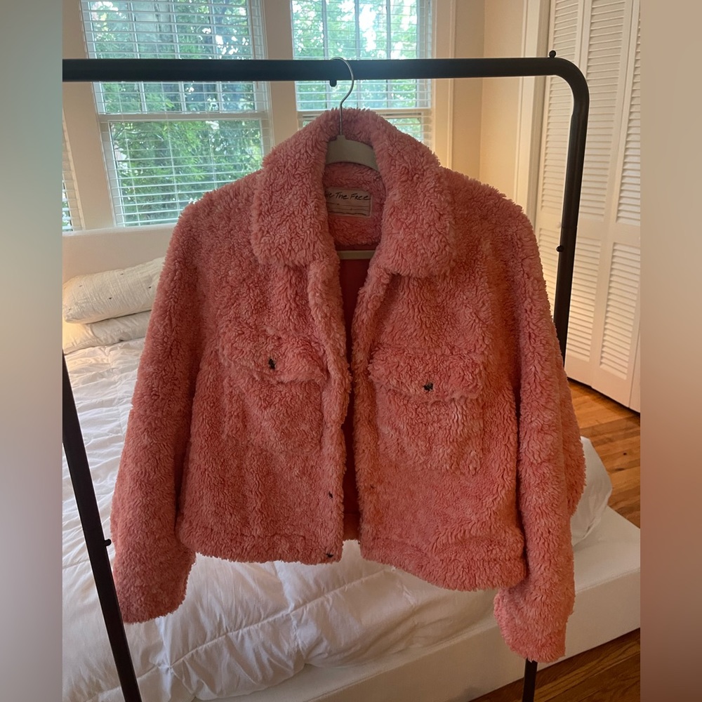 Free people coral Sherpa jacket